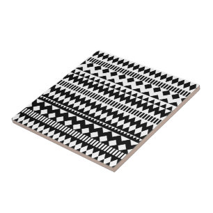 Carreau Motif tribal aztèque blanc de noir frais de la