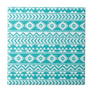 Carreau Motif tribal aztèque grunge turquoise