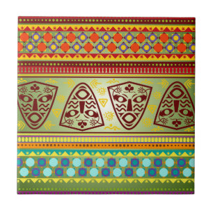 Carreau Motif tribal de masque africain lumineux