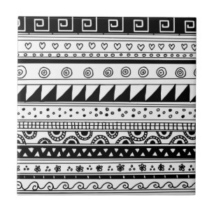 Carreau Motif tribal noir et blanc