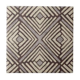 Carreau motif tribal tiré à la main (Nuances naturelles)