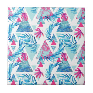 Carreau Motif tropical de feuille d'aquarelle abstraite