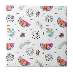 Carreau Motif tropical d'été de style de Memphis