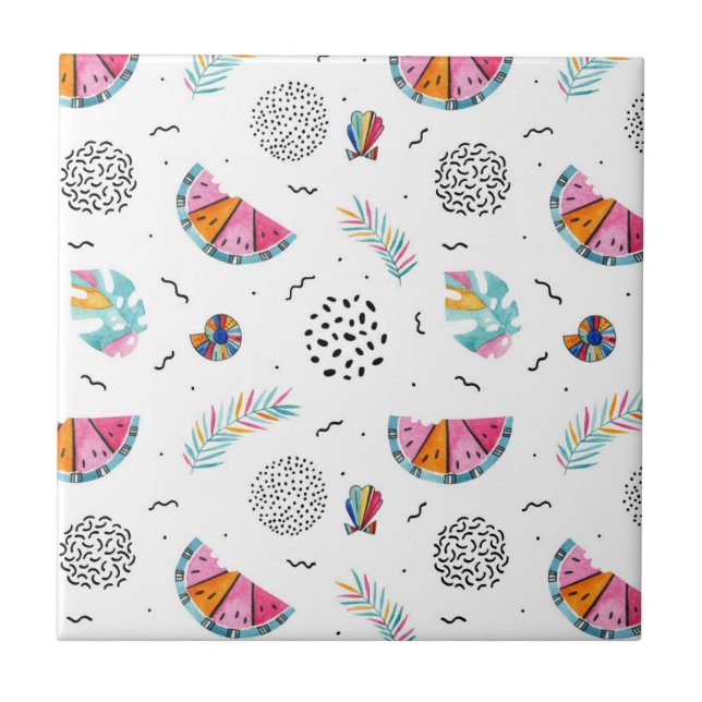 Carreau Motif tropical d'été de style de Memphis (Devant)