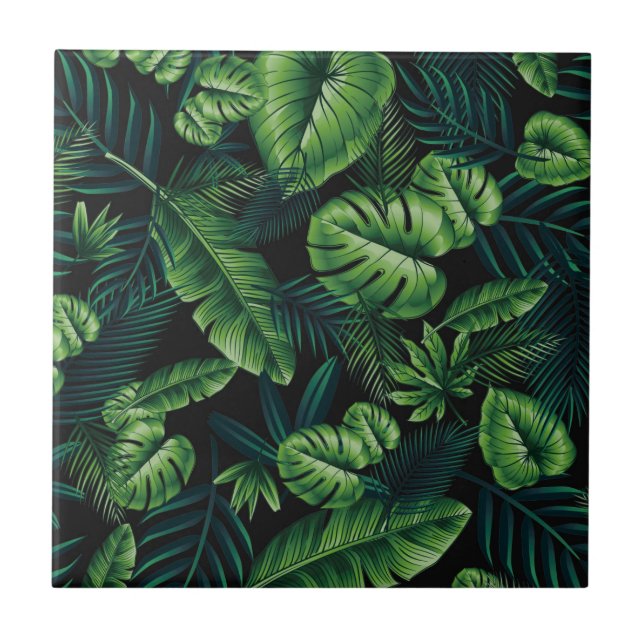 Carreau Motif Tropical Noir (Devant)