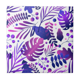 Carreau Motif tropical vert bleu or feuilles de palmier