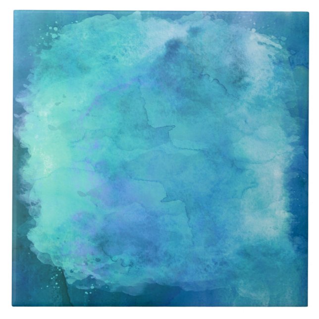 Carreau Motif turquoise bleu de texture d'aquarelle d'Aqua (Devant)