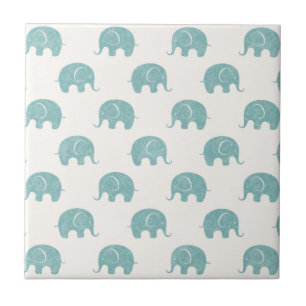 Carreau Motif Turquoise Cute Elephant