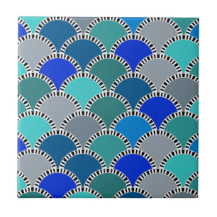 Carreau Motif turquoise de gammes de gris de bleu de