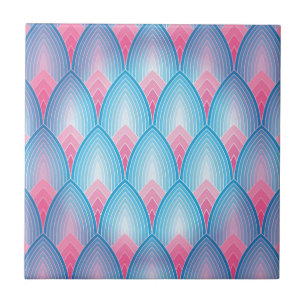 Carreau Motif turquoise et rose de pétale