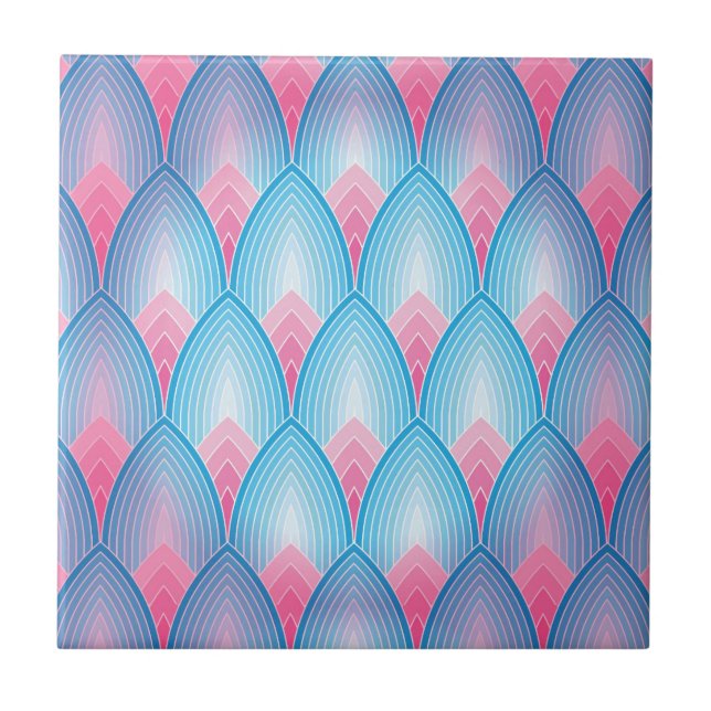 Carreau Motif turquoise et rose de pétale (Devant)