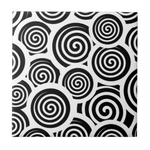 Carreau Motif vectoriel spirale noire et blanche