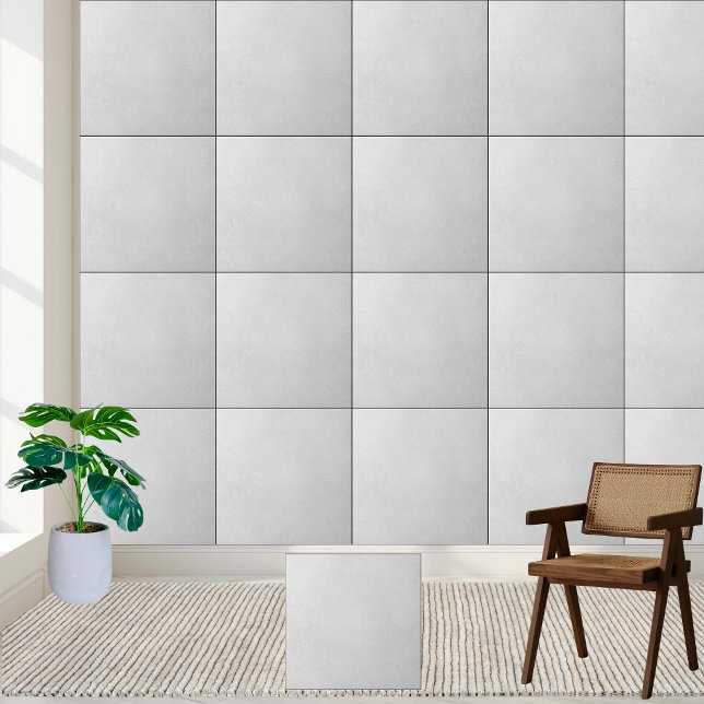 Carreau Motif végétal blanc givré (White Frosted Floral Botanical Pattern Ceramic Tile)