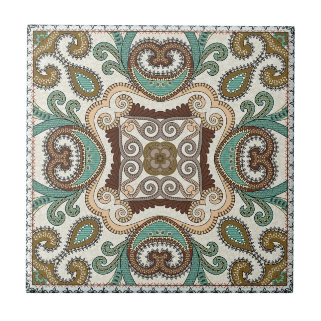 Carreau Motif vert Boho (Devant)
