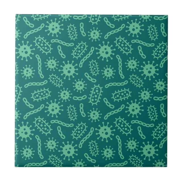 Carreau Motif vert de microbes (Devant)