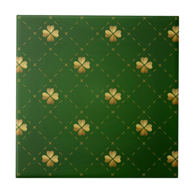 Carreau Motif vert d'or de trèfle (Devant)