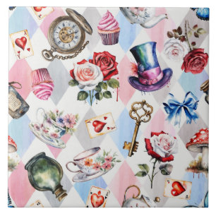 Carreau Motif victorien aquarelle du Pays des Merveilles F