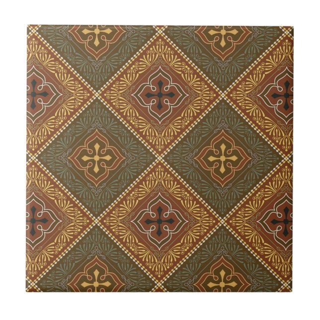 Carreau Motif victorien - Brown et vert (Devant)