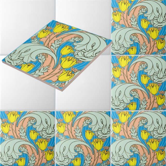 Carreau Motif vintage Art Nouveau Tulip (Créateur téléchargé)