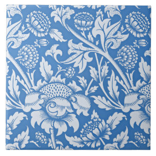 Carreau motif vintage bleu ornemental