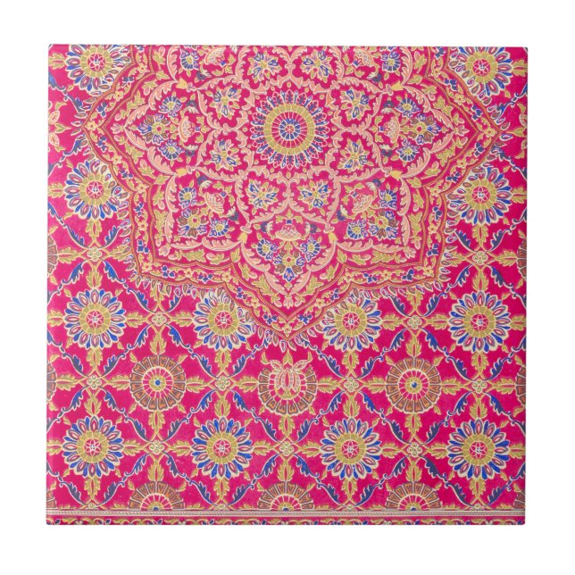 Carreau Motif vintage de broderie indienne (Devant)