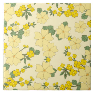 Carreau Motif Vintage de fleurs jaunes