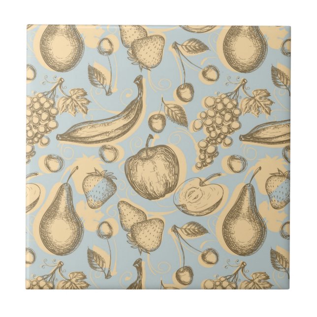 Carreau Motif vintage de fruits (Devant)