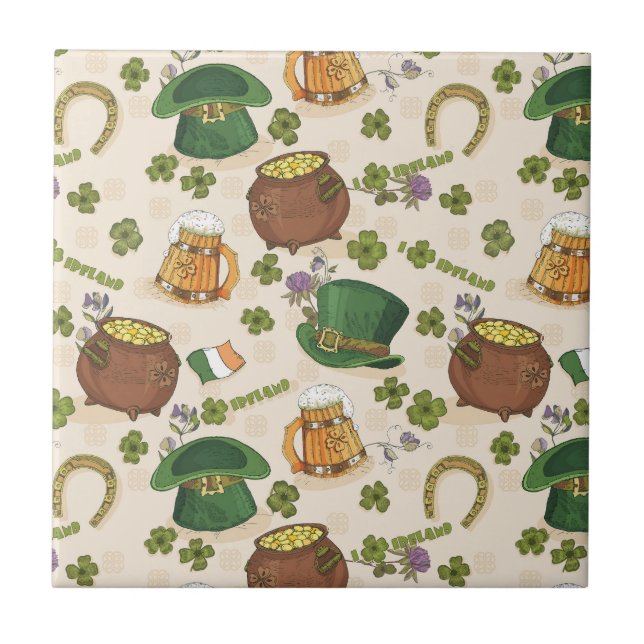 Carreau Motif vintage d'icône de l'Irlande (Devant)