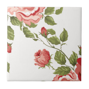 Carreau Motif Vintage Élégant de roses rouges joliment r