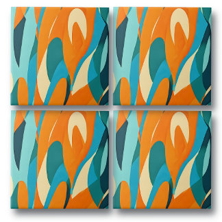 Carreau Motif Vintage orange et bleu rétro