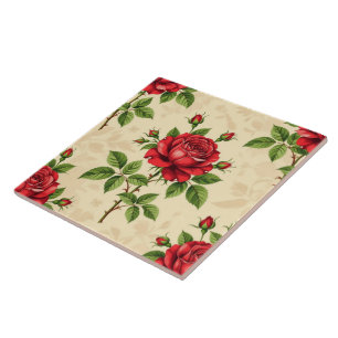 Carreau Motif vintage rose rouge
