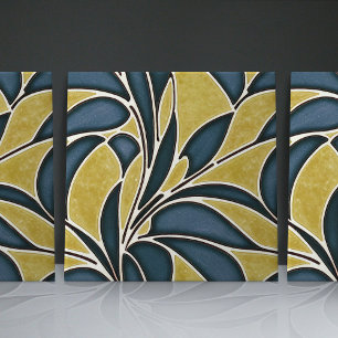Carreau Motifs bio bleu et jaune sans couture