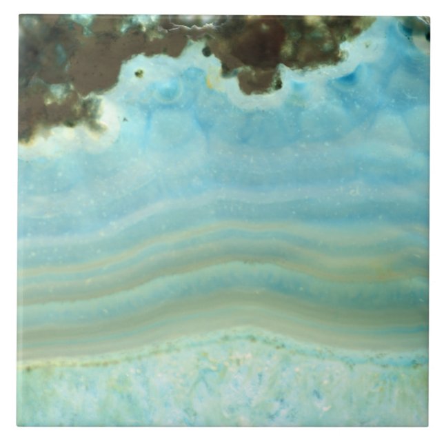 Carreau Motifs bleus de cristal d'agate d'Aqua vide fait (Devant)