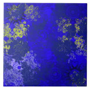 Carreau Motifs floraux bleus japonais