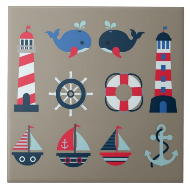Carreau Motifs nautiques d'arrière - plan (Devant)