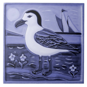 Carreau Mouette de mer bleue et blanche Oiseau marin Mouet