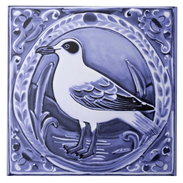 Carreau Mouette de mer Mouette bleue et blanche Oiseau mar (Devant)