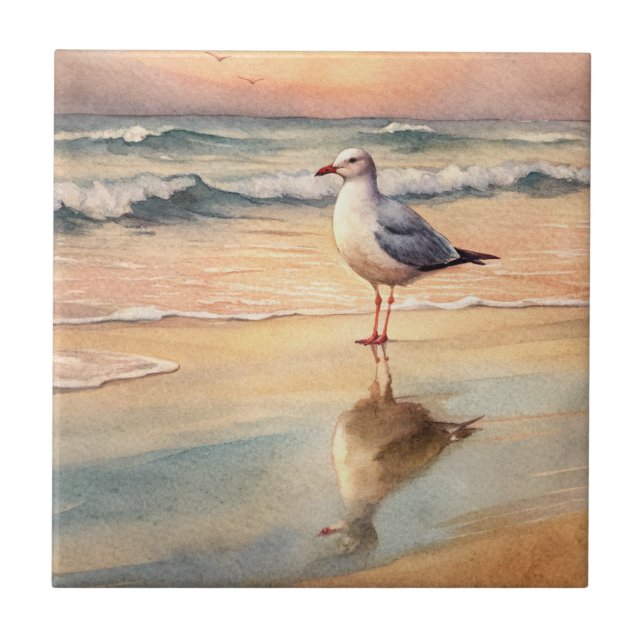 Carreau Mouette sur une plage (Devant)