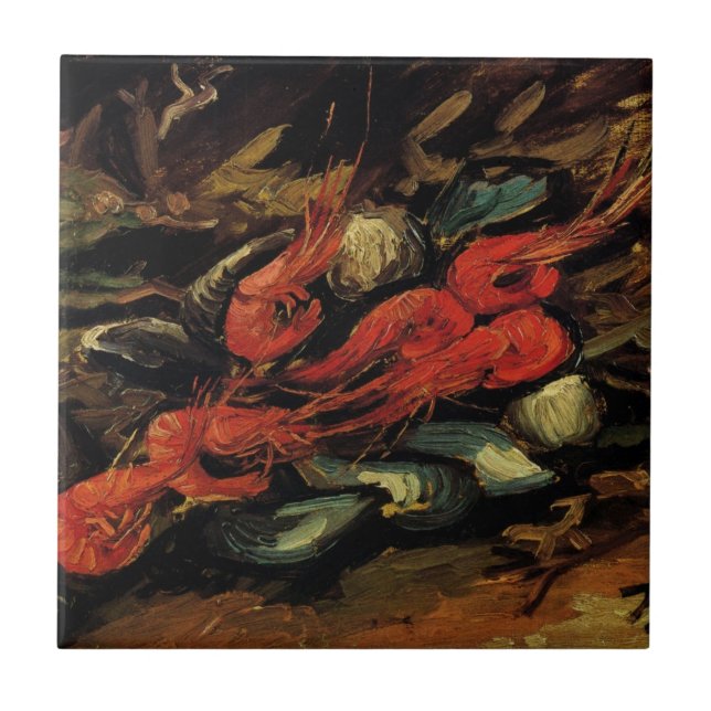 Carreau Moules et crevettes par Vincent van Gogh (Devant)