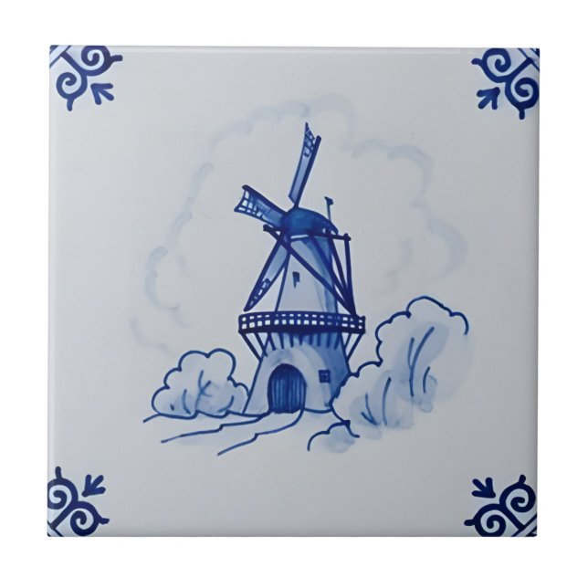 Carreau moulin à vent à reproductions de tuiles de démonta (Devant)