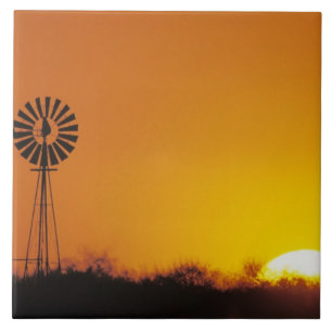 Carreau Moulin à vent au coucher du soleil, Sinton, Texas,