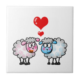 Carreau Moutons drôles de bande dessinée, épousant des
