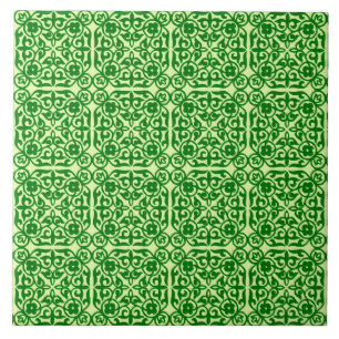 Carreau Moyenne Damas motif, vert pin foncé