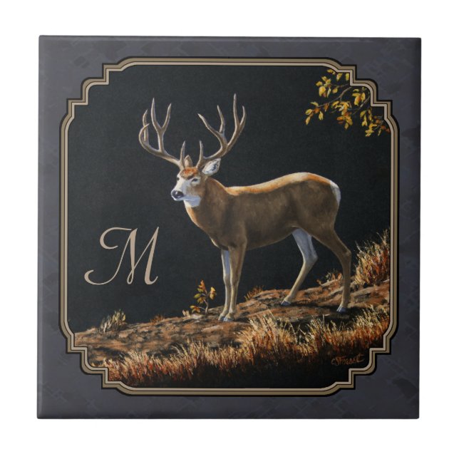 Carreau Mule Deer Buck Charcoal Gray Monogram (Devant)