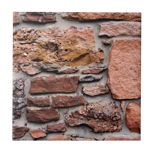 Carreau Mur rugueux de grès rouge (Devant)