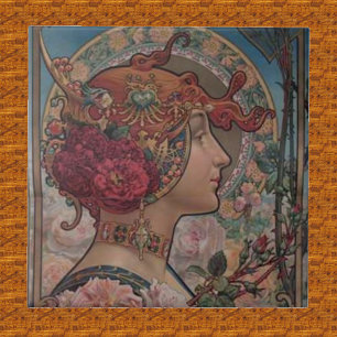 Carreau Muse Florale Art Nouveau Belle Époque Vintage