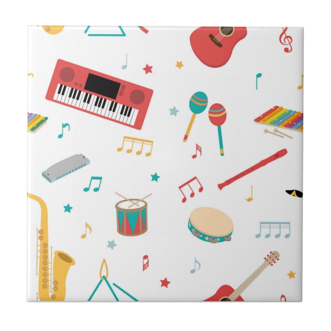Carreau Musical Instruments Music Theme Pattern (Devant)