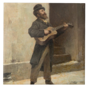 Carreau Musicien de rue avec guitare (par Gerolamo Induno)