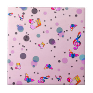 Carreau Musique dansante de couleurs sur fond rose
