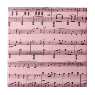 Carreau Musique de feuille rose